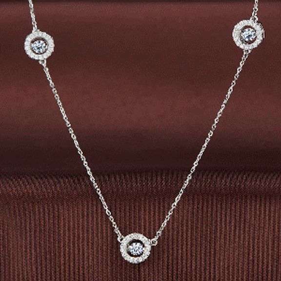 Stunning "diamond by yard" style dancing stone necklace in Sterling Silver