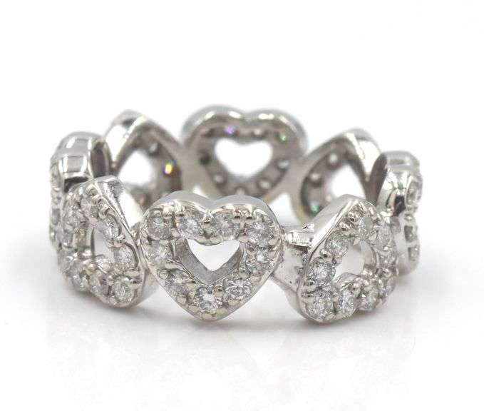 14kt White gold 1.80ctw heart shaped diamond eternity band