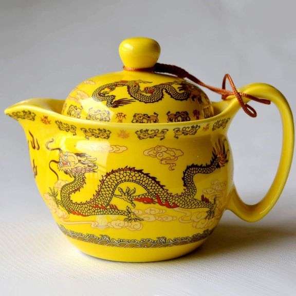 Emperor Yellow Porcelain Dragon Teapot