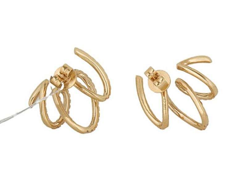 New 0.94ctw Diamond Swirl Abstract Earrings in 14K