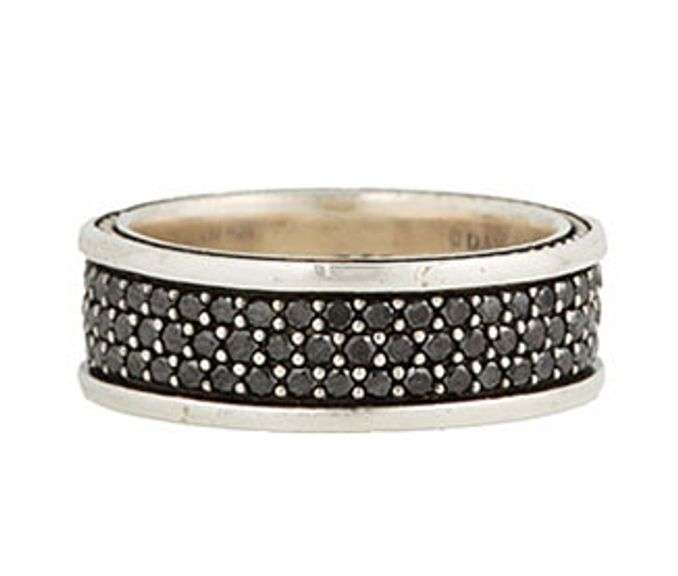 Gents David Yurman 1.94ctw Black Diamond Triple Row Band Ring in Sterling