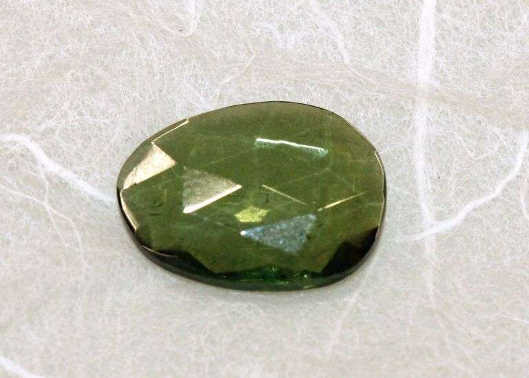 Moss Green Natural Tourmaline Rose-cut Cabochon