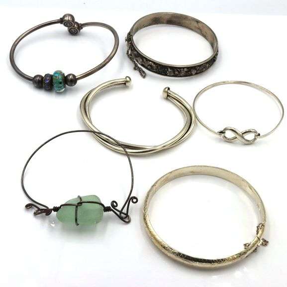 Vintage 925 sterling silver group lot of 6 bangles