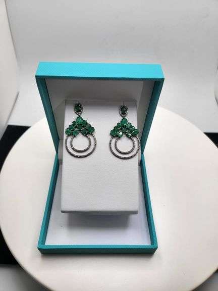 Handmade Elegant Earrings with 6.0ct Natural Colombian Emeralds & 1.00ct Diamond Accents