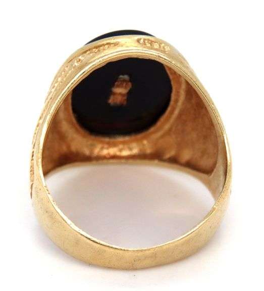 Nice 14K YG Man's Horseshoe Black Onyx Man's Ring