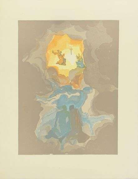 Exclusive Salvador Dali Original Unique Woodblock Decomposition from 'The Divine Comedy' suite