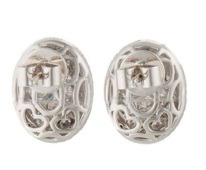 New 1.77ctw White and Black Diamond Frame Oval Stud Earrings in 18K