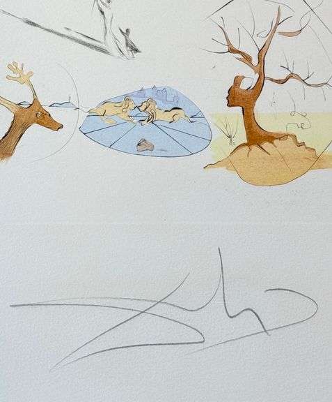 Exclusive Salvador Dali Pencil Signed Limited Edition Etching and Color Stencil from 'Twelve Tribes 