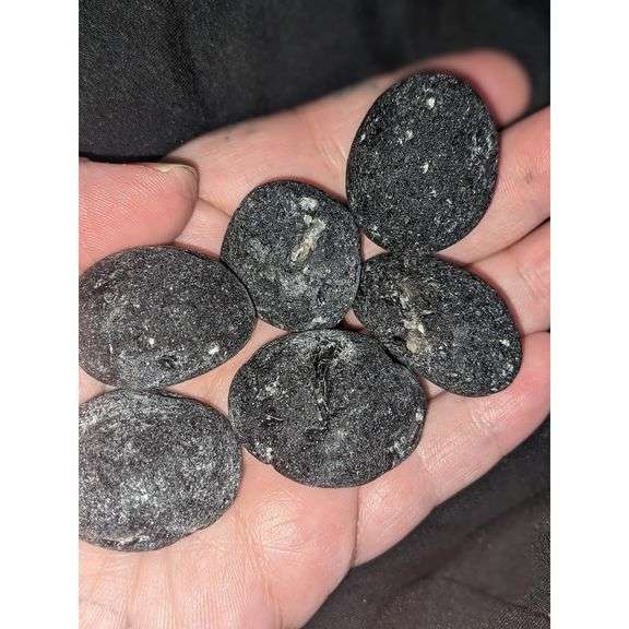 Lot of 6 Natural Black Tektite Meteorite Stones
