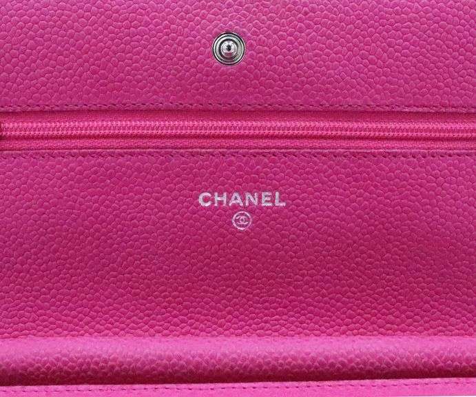 Chanel Classic WOC Pink Caviar Quilted on Chain Wallet