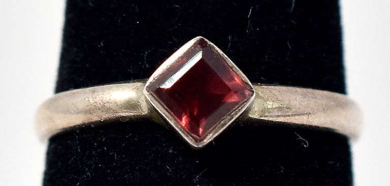 Red Gemstone Ring in Sterling Silver