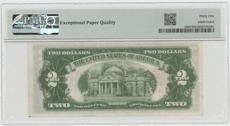 Super nice and very scarce 1928-C $2 Red Seal STAR note. PMG-35 EPQ
