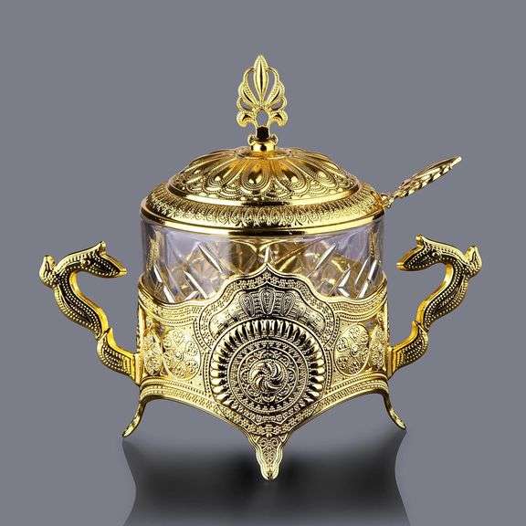 Gold Candy Dish with Glass Body