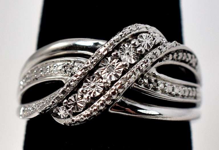 Diamond Ring in Sterling Silver