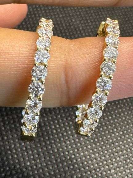 14K Yellow Gold Lab Diamond Hoops