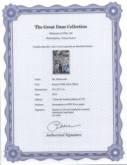 Highly Collectible Mr. Brainwash Screenprint Signed Keep a Child Alive with Thumbprint