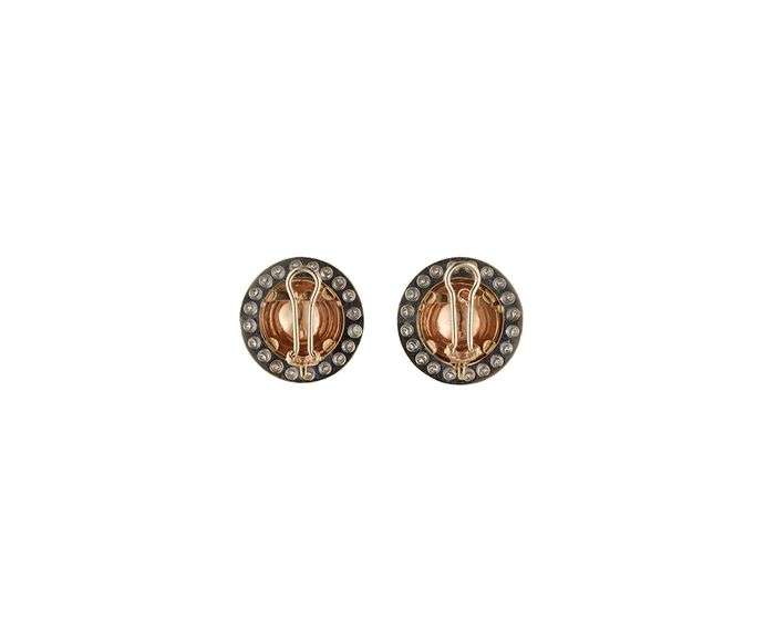 0.60ctw Diamond Frame Dome Button Omega Back Earrings in 14K