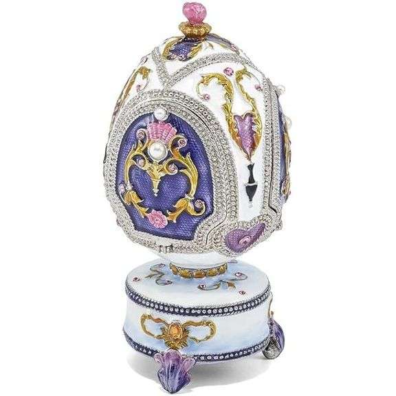 Bejeweled Musical Egg Jewelry Box with Crystals