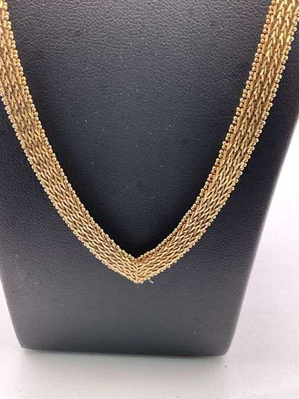 14K YELLOW GOLD CHEVRON MESH NECKLACE