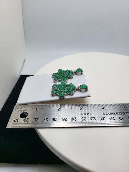 Handmade Elegant Earrings with 18.0ct Natural Colombian Emeralds & 1.5ct Diamond Accents