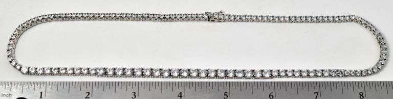 CZ Gemstone Tennis Necklace in Sterling Silver