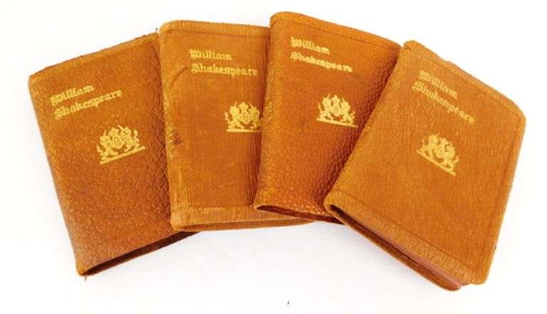 4 Early Knickerbocker Leather Miniature Shakespeare Books