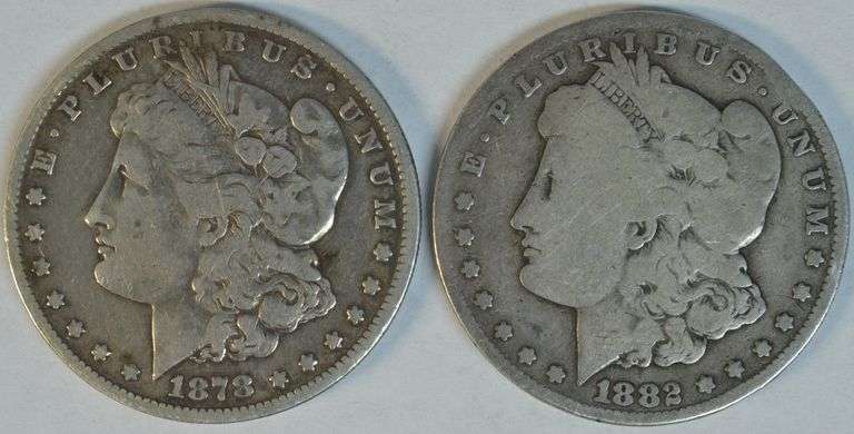 Handsome VF 1878-CC along with circ 1882-CC Morgan Silver Dollars