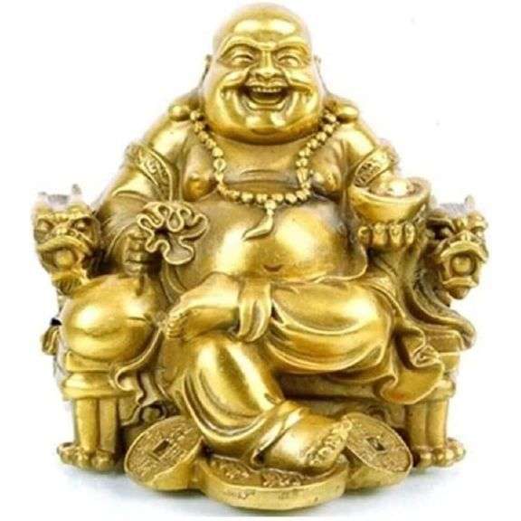 Brass Laughing Buddha of Wealth, Happiness & Good Luck