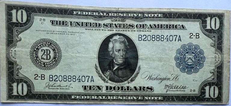 Clean Series 1914 NY $10 Agriculture and Industry FRN