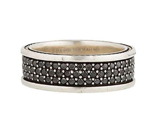 Gents David Yurman 1.94ctw Black Diamond Triple Row Band Ring in Sterling