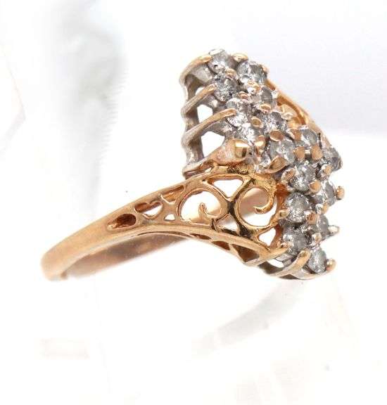 Glittering 14K YG Waterfall Diamond Cluster