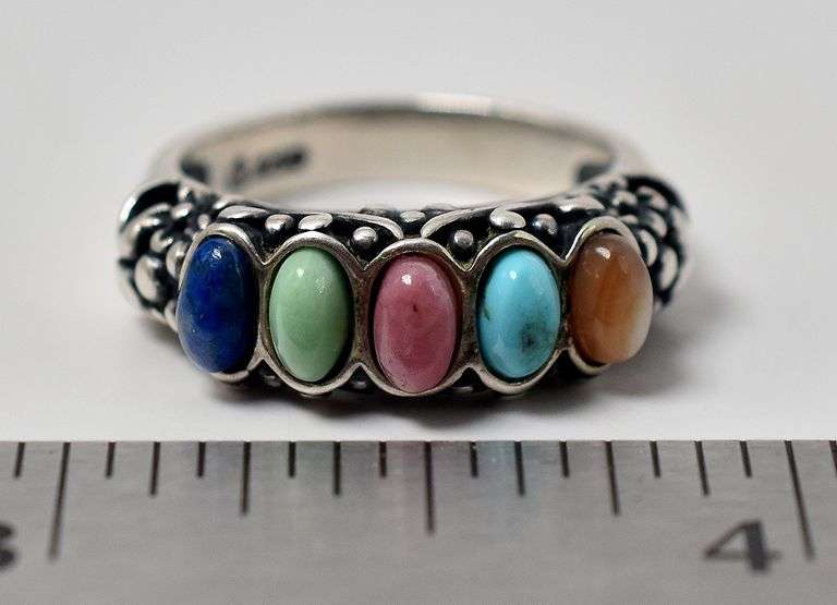 Vintage Carolyn Pollack Multi-Gemstone Ring in Sterling Silver
