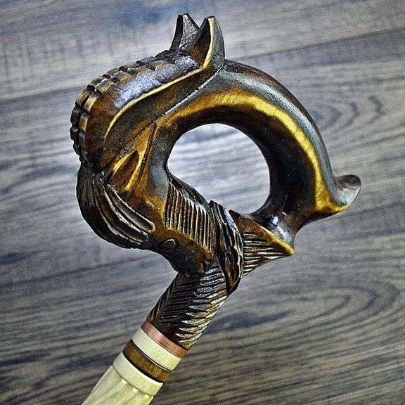 Hand-Carved Horse Head Walking Cane