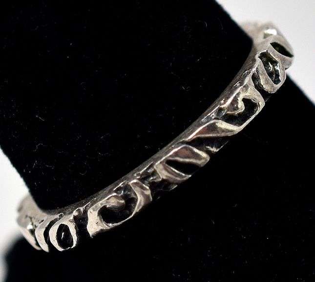 Relief Cut Thin Band Ring in Sterling Silver