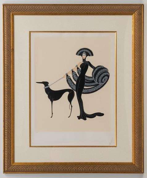 Highly Collectible Erte Signed Serigraph Symphny in Black