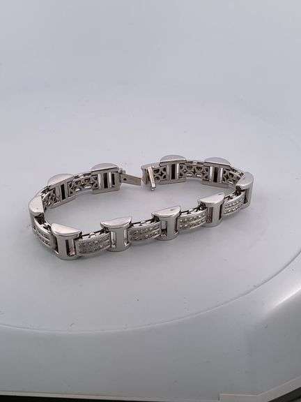 BRAND NEW men's certified heavy 14k white gold diamond bracelet