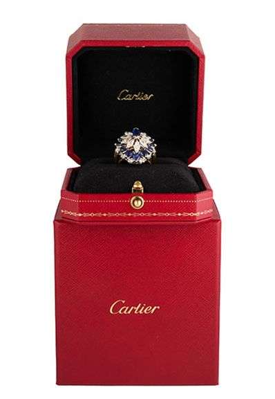 Vintage Cartier 4.75ctw Sapphire and 3.50ctw Diamond Statement Cocktail Ring in 18K