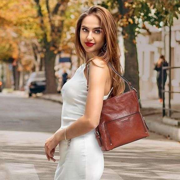 Red Brown Full Grain Italian Leather Bag