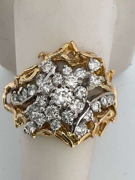 CERTIFIED 14K YELLOW AND WHITE GOLD DIAMOND RING