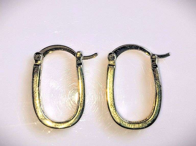 Sparkling 14 Kt Gold Plated Princess Cut Lab Simulated Diamond Hoop Earrings