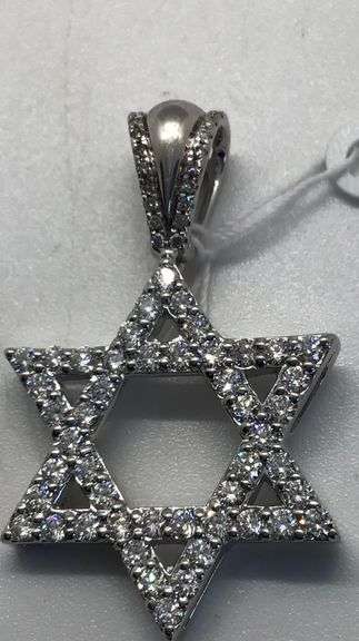 14K White Gold Star of David Pendant