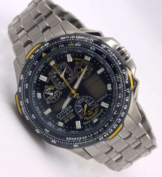 Citizen Eco Drive stainless steel blue angel sky Hawk watch