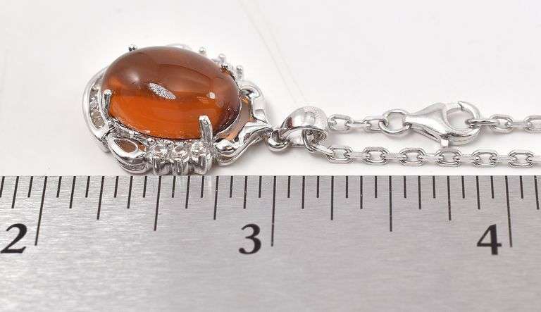 Precious 9.30CTS Oval Shaped Cabochon-Cut Feldspar & Sapphire Gemstone Pendant Necklace in Sterling 