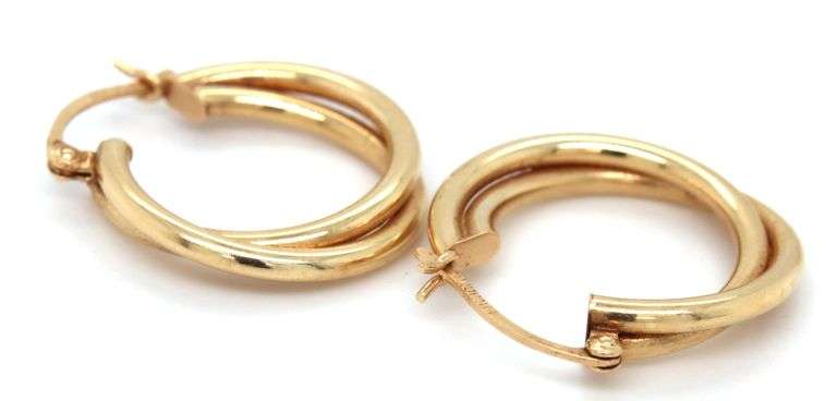 Popular 14K YG Double Hoop Nickel Sized Earrings