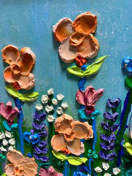 Heavy Impasto Peach Floral