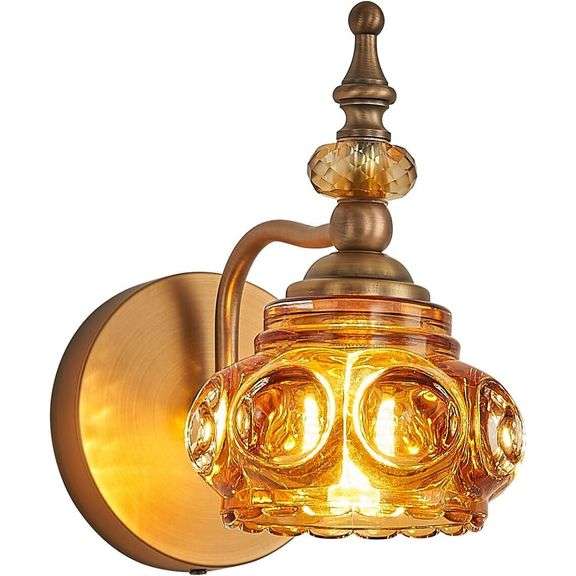 Wall Sconce with Amber Rose Glass Shade