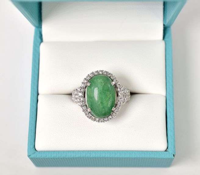 Breathtaking 7.50CTS Natural Cabochon-Cut Emerald & Sapphire Gemstone Ring on Sterling Silver