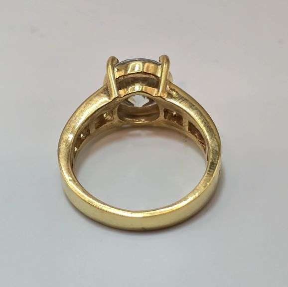 Large 14 K Yellow Gold Plated Huge 5 Ct Lab Simulated Diamond Ring