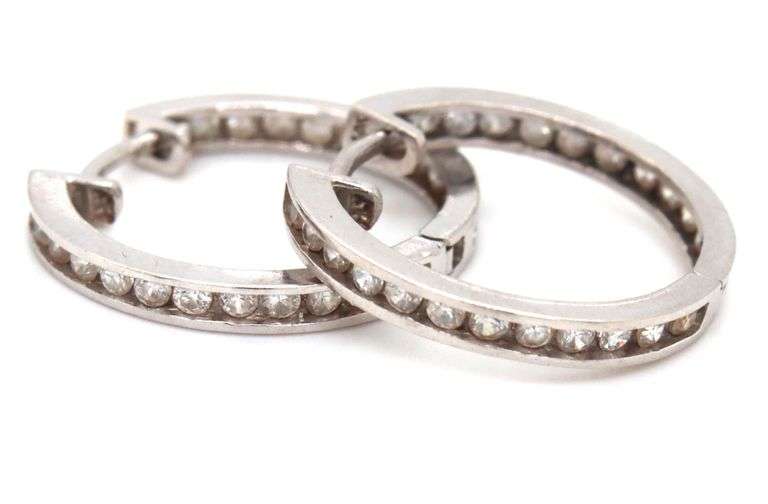 Nice 14K WG Nickel Size Diamond Huggie