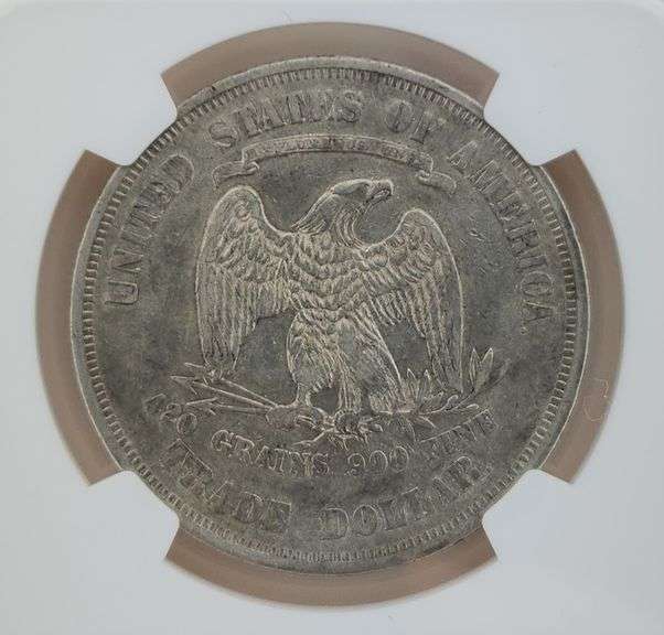 1876 Silver Trade Dollar, NGC AU Details - CLEANED